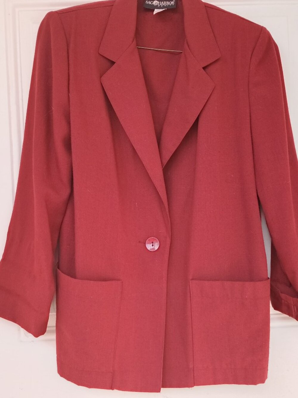 VINTAGE SAG HARBOR PETITE BLAZER JACKET MAROON SIZE 4P POLYESTER/RAYON